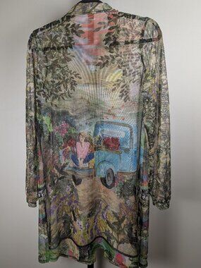 Maloka Wearable Art Mesh Duster Made in Spain Iconic Scenic Print | Sz M/L